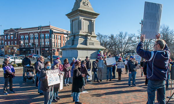 Demonstrators gathered at courthouse plaza