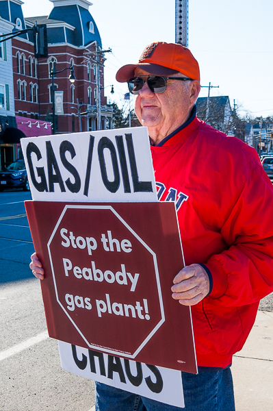 Man at standout in Peabody Square