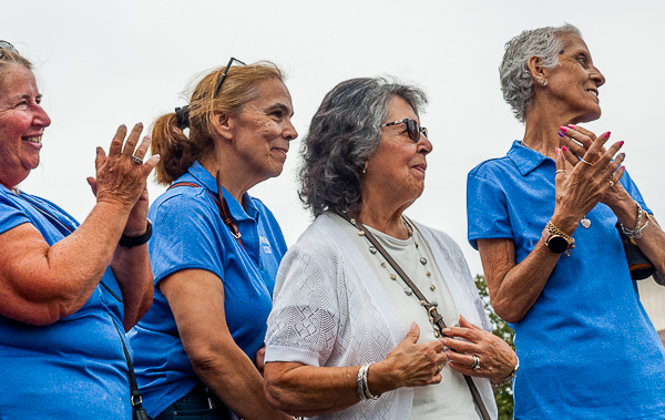 Women on the staff of the Peabody Council on Aging, on stage for award ceremony