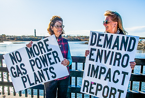 Representative Sally Kerans and Senator Joan Lovely demonstrate