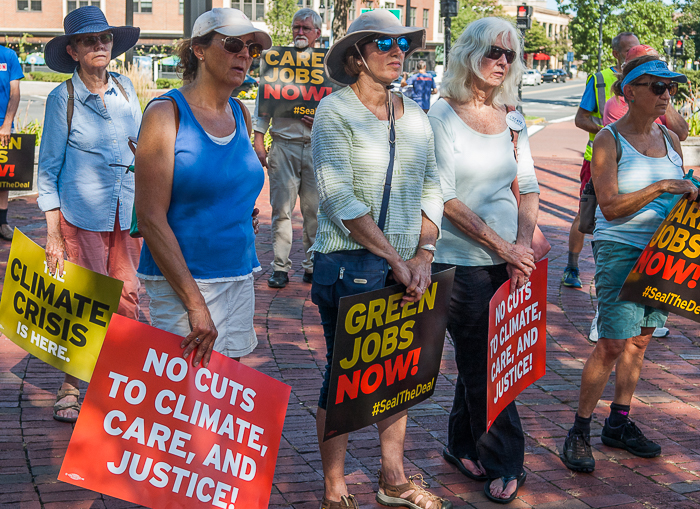 Demonstrators with signs