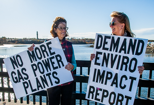 Standing out at Waters River Bridge between Peabody and Danvers, Representative Sally Kerans and Senator Joan Lovely