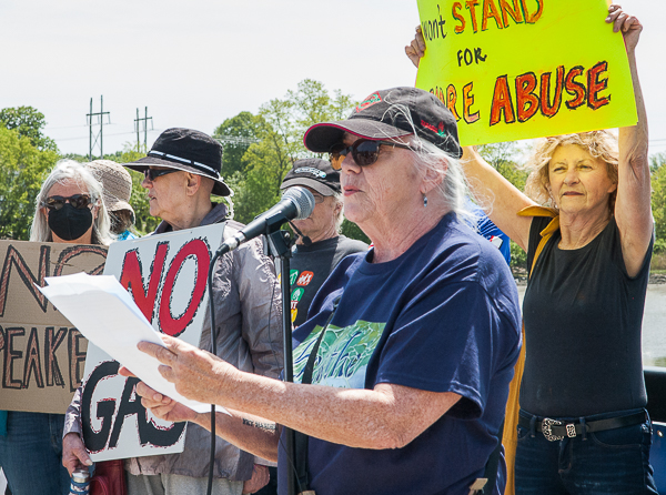 Susan "Sudi" Smoller address the demonstrators