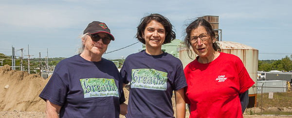 Susan Smoller, Mireille Beijani, and Judith Black overlooking the Waters River Facility where the Peabody peaker is being built.