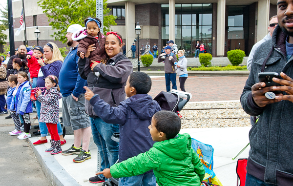 Families watching the Memorial Day parade