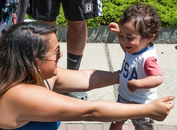 Mother and child at Memorial Day parade