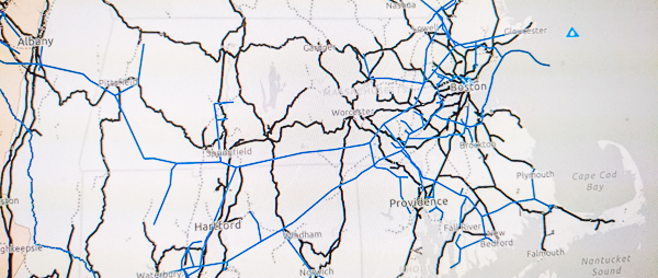 Map of gas transmission lines in Massachusetts