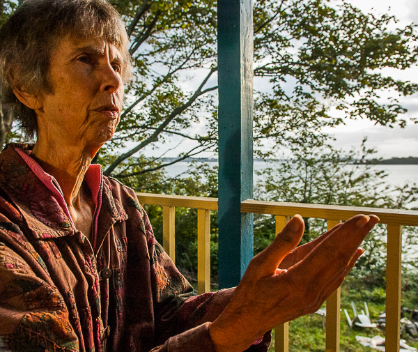 Judeth Van Hamm on her porch overlooking the ocean