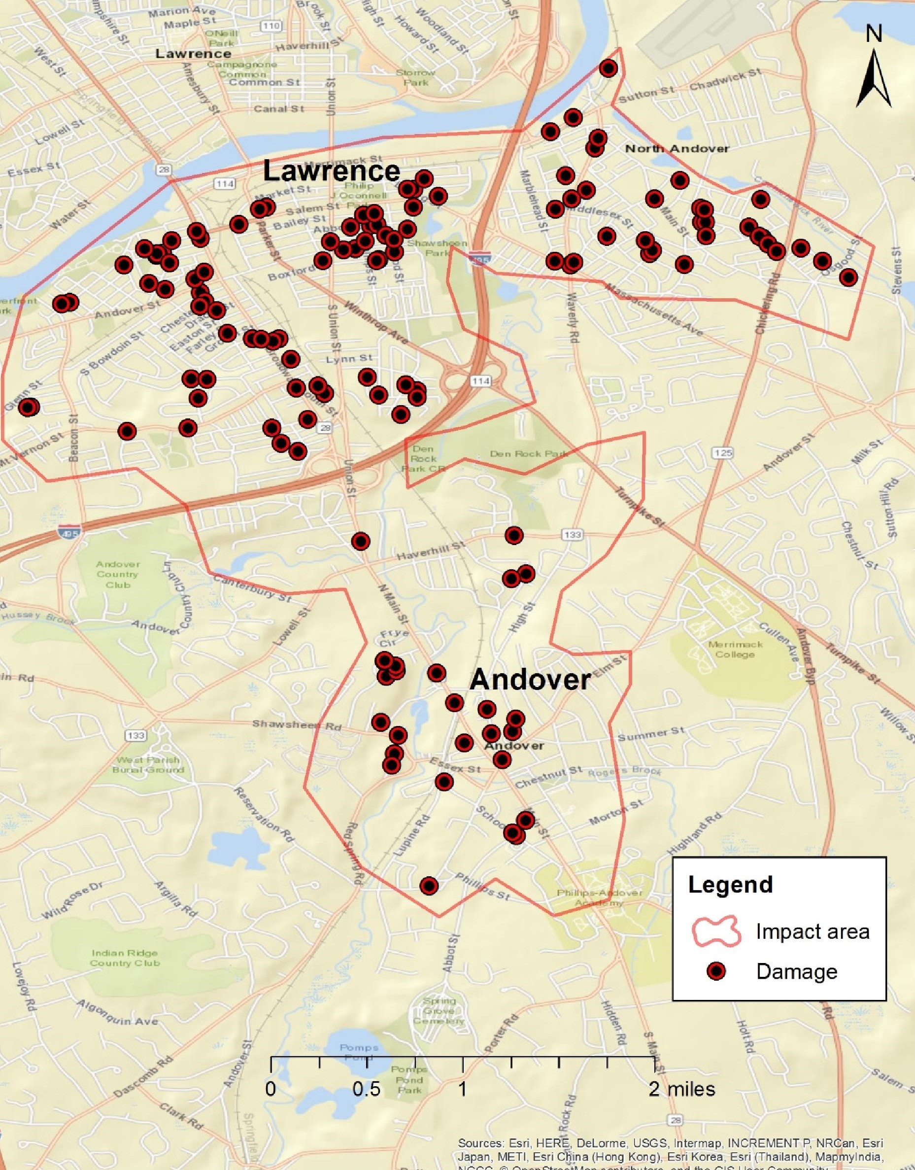 NTSB map of damage in Merrimack Valley explosion