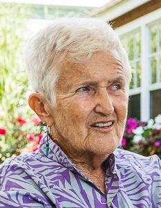 Pat Gozemba in her garden