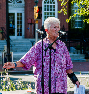 Pat Gozemba at rally for green jobs