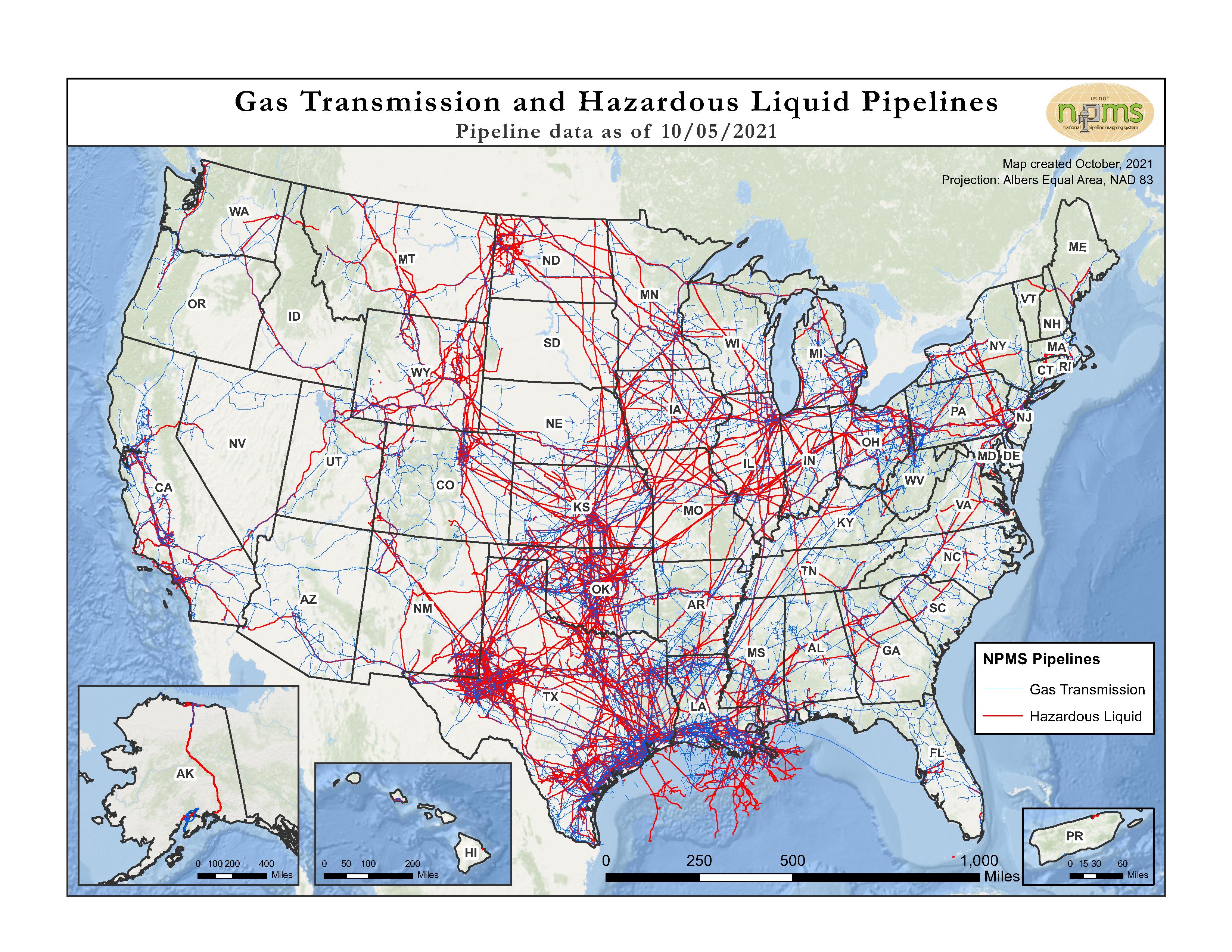 pipeline map, USA
